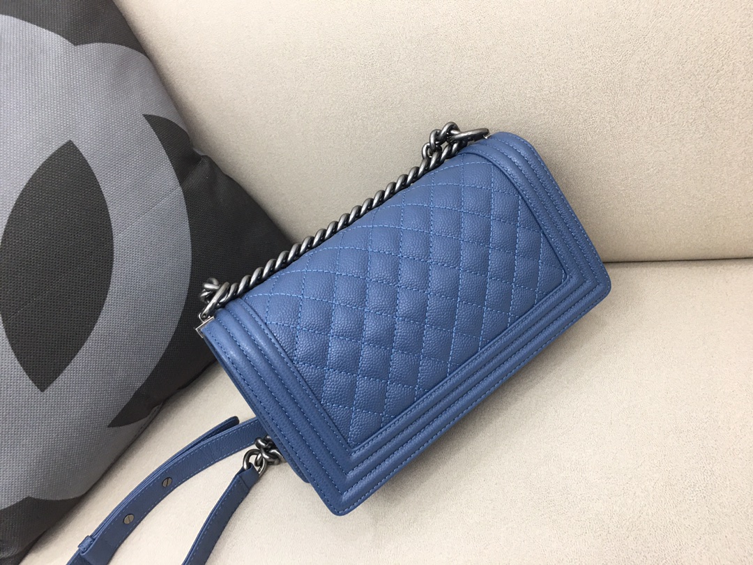 Caviar Medium Boy Handbag Flap Bag A67086 Blue